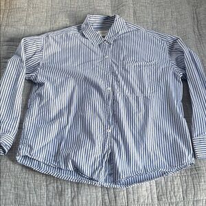 American Eagle Outfitters Blue and White OVERSIZED Striped Shirt